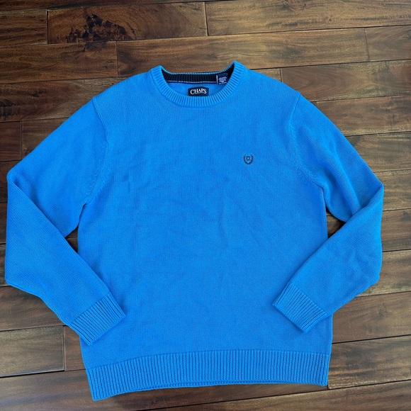 Chaps Other - Chaps Blue Crewneck 100% Cotton Knit Sweater Mens Size Large